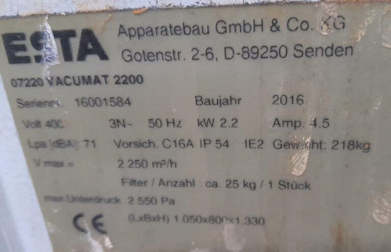 Vacumat 2200  ESTA 2016