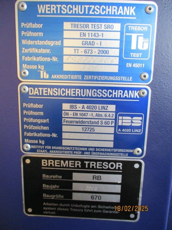 RB Safe Tresor Wertschrank Bremer TRESOR 2006 - Bild 8
